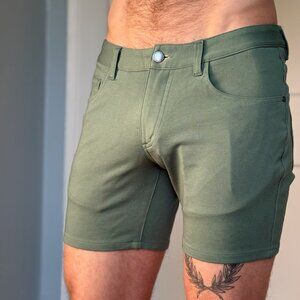 St33le Stretch Knit 6" Jeans Shorts Green